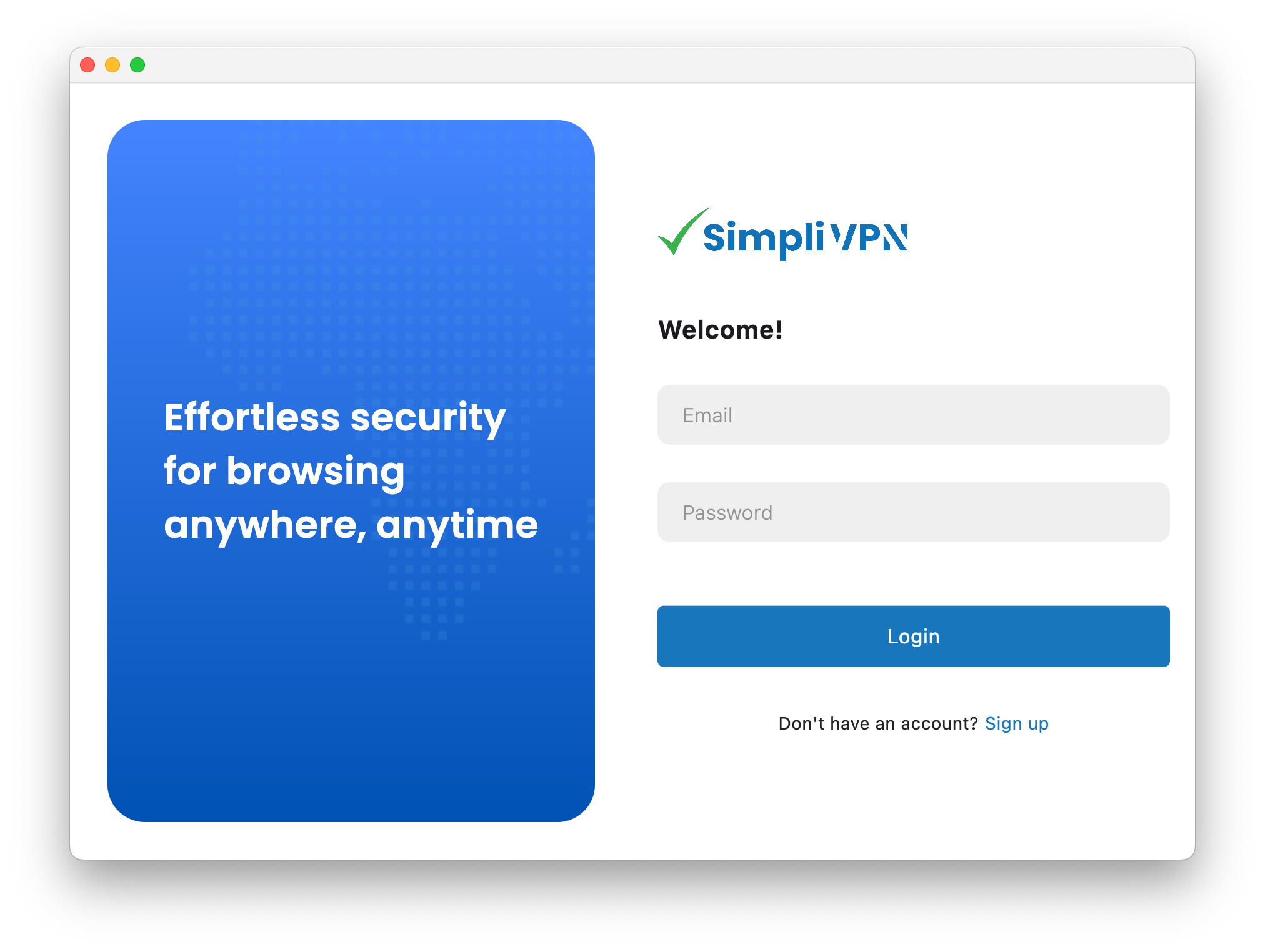 Desktop Login Page